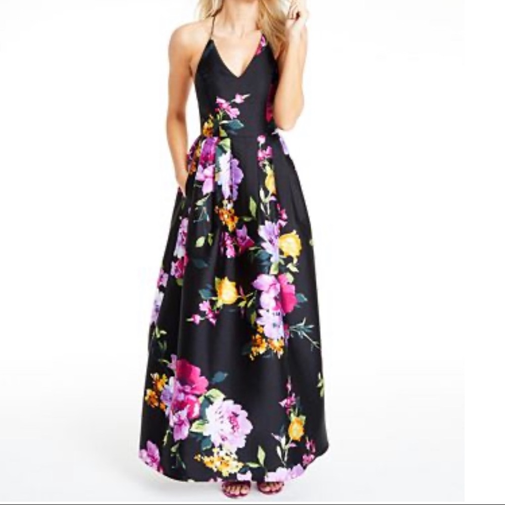 Floral Prom Dress With Pockets